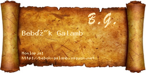 Bebők Galamb névjegykártya